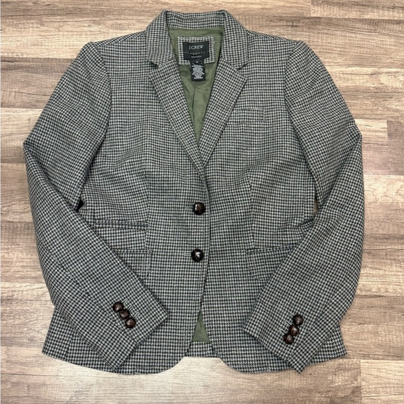 J.CREW Jackets & Blazers - J. CREW Schoolboy Blazer Women's Sz 2 Wool Blend Houndstooth Work Classic Preppy